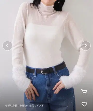 [ VIS ] [ 새상품급 ] 페더 절개 슬리브 시어 터틀 니트