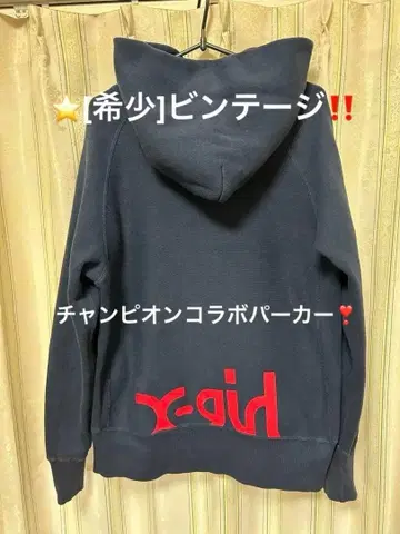 빈티지 x-girl x 챔피온 콜라보 후드티(네이비)
