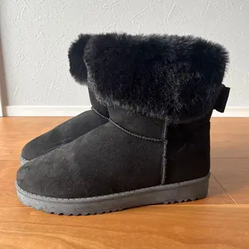 블랙 퍼 리본 어그 부츠 M