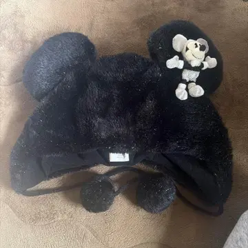 미키 귀 달린 블랙 모자 (봉제 인형 포함)