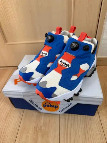 리복 펌프 스니커즈 파랑/오렌지 25cm