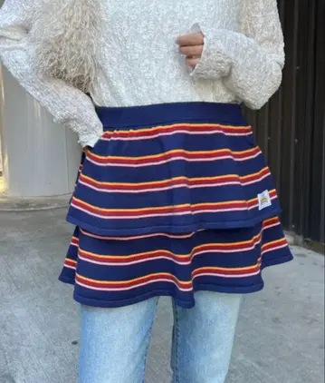 헬로 샌프란시스코 멀티 보더 니트 미니 스커트