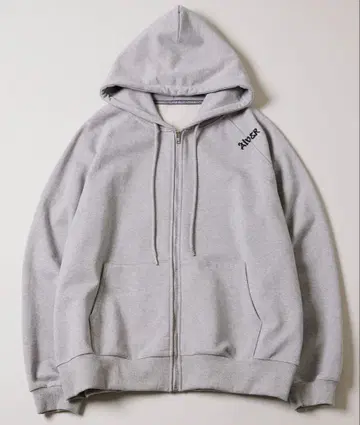 AIVER 헤비 무게 자수 래글런 풀 집업 후드티