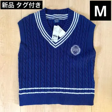 새상품 Yale 네이비 V넥 니트 베스트 M