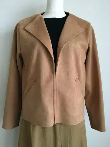 베이지 노카라 자켓 스웨이드풍 9286KT