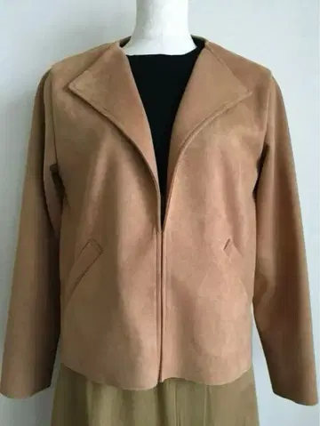 베이지 노카라 자켓 스웨이드풍 9286KT