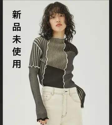 [시착만 한 새상품] PUBLIC TOKYO 스위치 웨이브 리브 니트