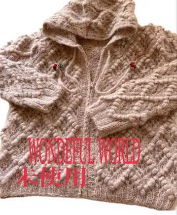 미사용 WONDEFULWORLD 모티브 포함 모헤어 후드티 니트