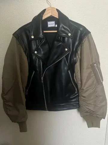 MOUSSY 라이더 자켓 인조 가죽 MA-1 디자인