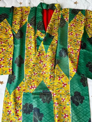 귀중, 앤티크 기모노 문 융단 화살깃에 당초 다이쇼 로망 순수 실크 코몬