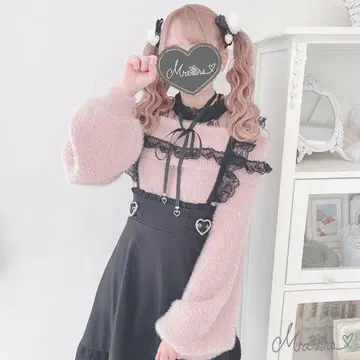 MARS 오프 롤 샤기 니트탑 핑크