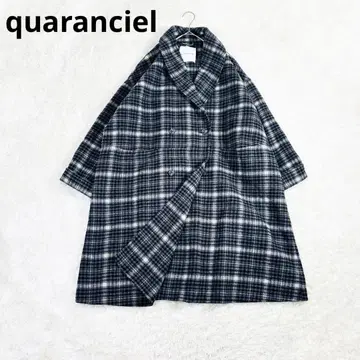 새상품급 quaranciel 리버 숄 미들 코트 체크 24AW