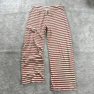 키드 블루 룸웨어 바지 면 혼방 신축 보더 릴랙스 홈웨어 빨간색