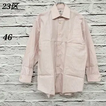 R4805 23KU [ 46 ] 스트라이프 와이셔츠 패치 포켓 핑크