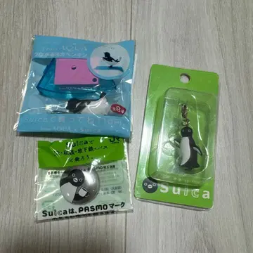 수박 Suica 펭귄 마스코트 참 캔 배지 외 3점 묶음 판매