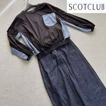 SCOT CLUB 데님 절개 맨투맨 티셔츠