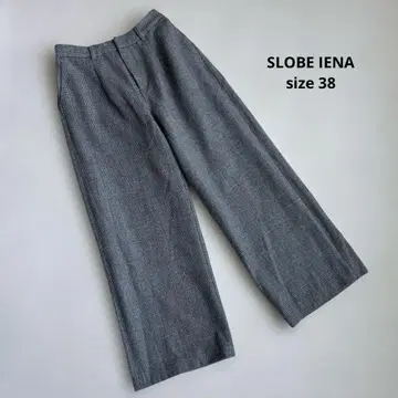 [ 38 ] 슬로브 이에나 그레인 체크 무늬 와이드 팬츠 베이크루즈