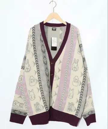 스칼라 353127: 낙서풍 Parity 캐릭터 자카드 3D 니트 가디건