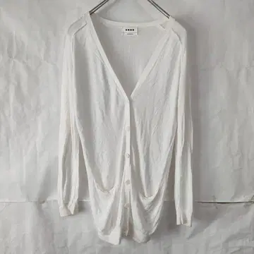PLST 플라스테 긴팔 V넥 가디건 긴 길이 겉옷 화이트 사이즈 2