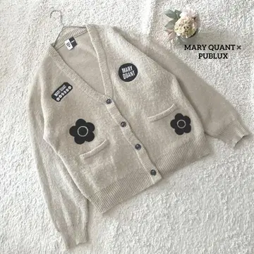 MARY QUANT PUBLUX 니트 가디건 F 베이지 샤기