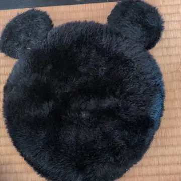 곰 귀도리 모자 블랙