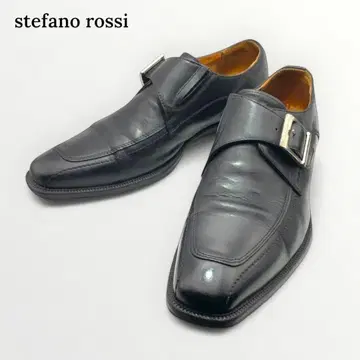 [스테파노 로시] 가죽 신발 블랙 싱글 몽크 스퀘어토 출퇴근 취업활동