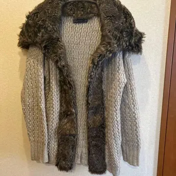 ZARA 후드 부착 니트 코트 베이지 EU 38