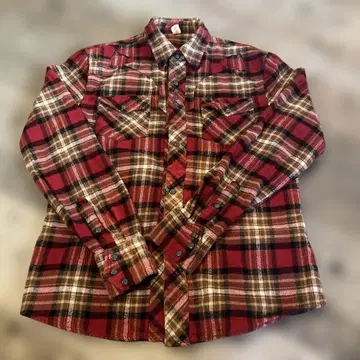 빨간색 계열 체크 플란넬 셔츠 L 사이즈