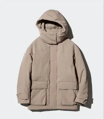 유니클로 하이브리드 다운 코트 베이지 M