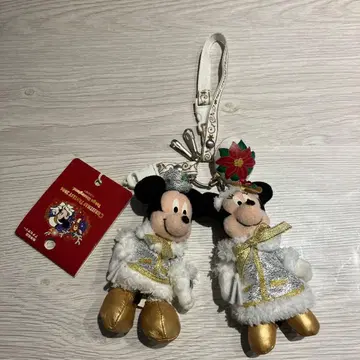 도쿄 디즈니랜드 크리스마스 미키 미니 봉제 인형 스트랩