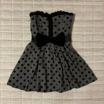 [ 새상품급 ] 그레이/블랙 도트 슬리브리스 튜닉