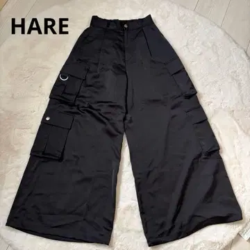 HARE 새틴 와이드 카고 팬츠 더블 포켓
