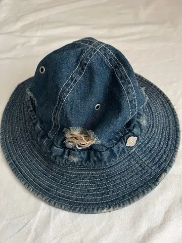 DECHO 데님 블루 데미지 가공 버킷 햇