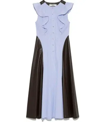 FURFUR 이소재 절개 플레어 원피스