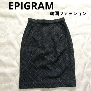 새상품 EPIGRAM 다크 그레이 체크 무늬 타이트 스커트 한국 브랜드
