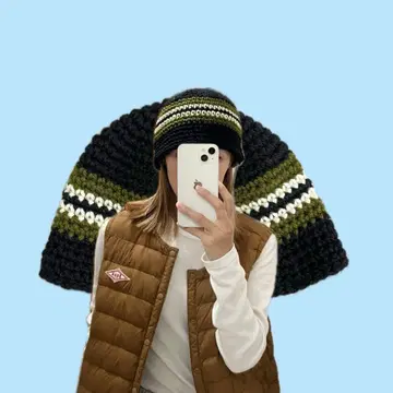 크로셰 모자 크러셔 모자 비니 핸드메이드 카키