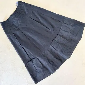 스웨이드 플레어 스커트 체크 직조 티어드풍 디자인 그레이 계열 M 사이즈