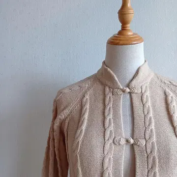 powder 시모사코 히데키 차이나 가디건 코튼 니트 케이블 짜임