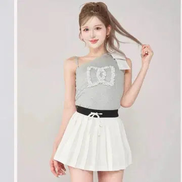 다리치 빅 리본 원숄더 탑 그레이 택 포함 새상품