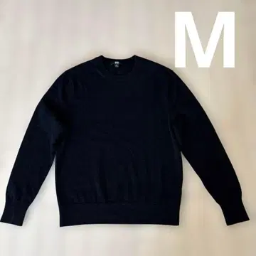 UNIQLO 블랙 블랙 캐시미어 100% 크루넥 스웨터 M