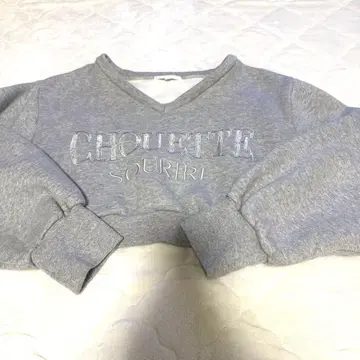 rienda 그레이 V넥 크롭 맨투맨