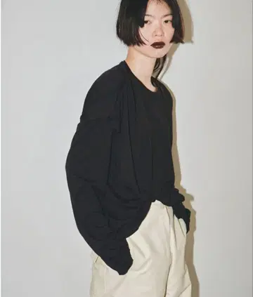 TODAYFUL 비대칭 드레이프 T셔츠 BK