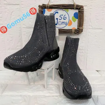 Gomu56 반짝이는 비쥬 에어쿠션 니트 부츠 L 사이즈
