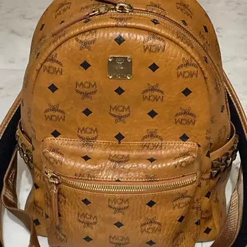 MCM Stark 사이드 스터드 백팩 카멜 브라운 S
