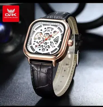 ORPK 자동 와인딩 시계 스퀘어형 가죽