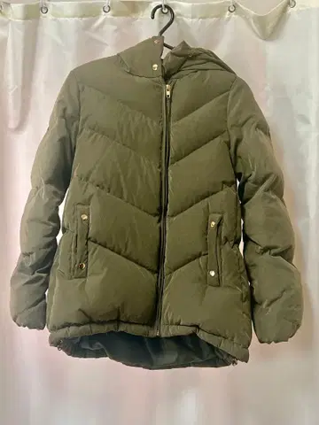 [ 코코딜 ] 다운 자켓 후드 다운 코트 S 모스그린