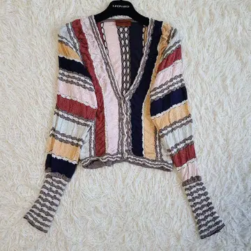 컨디션 최상 XL 미쏘니 니트 가디건 오렌지 택 멀티 컬러