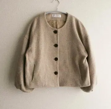 두클라쎄 빅 사이즈 소매 볼륨 노카라 자켓