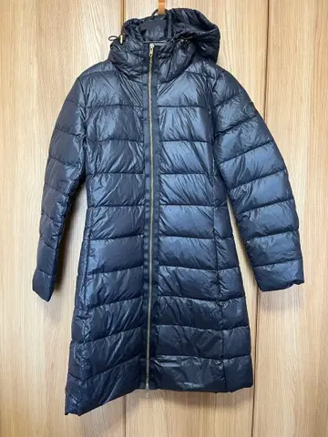 롱 다운 자켓 후드 부착 블랙