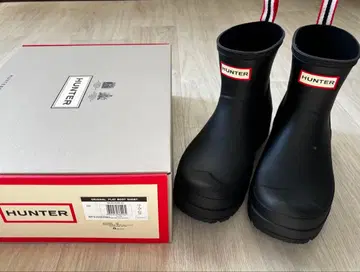 HUNTER 헌터 블랙 숏 레인 슈즈